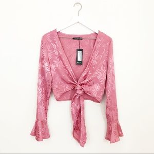 Nasty Gal • Satin the Bar Jacquard Tie Top